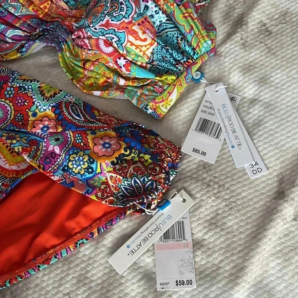 Bleu Rod Beattie Bohemian Paradise Shirred Convertible Bikini Top Size 34DD - Picture 12 of 12